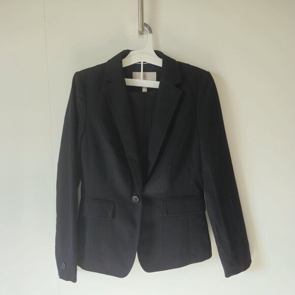 Banana Republic Pinstripe Skirt Suit Set 2P Petite Blazer & Skirt Gray Classic - Picture 1 of 16